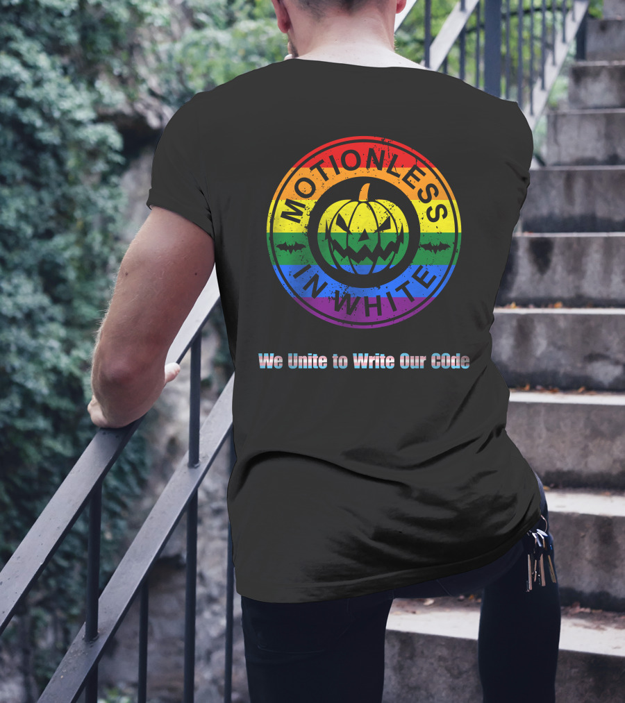 Pride Pumpkin Motionless In White Rainbow We Unite To Write Our Code T-Shirt