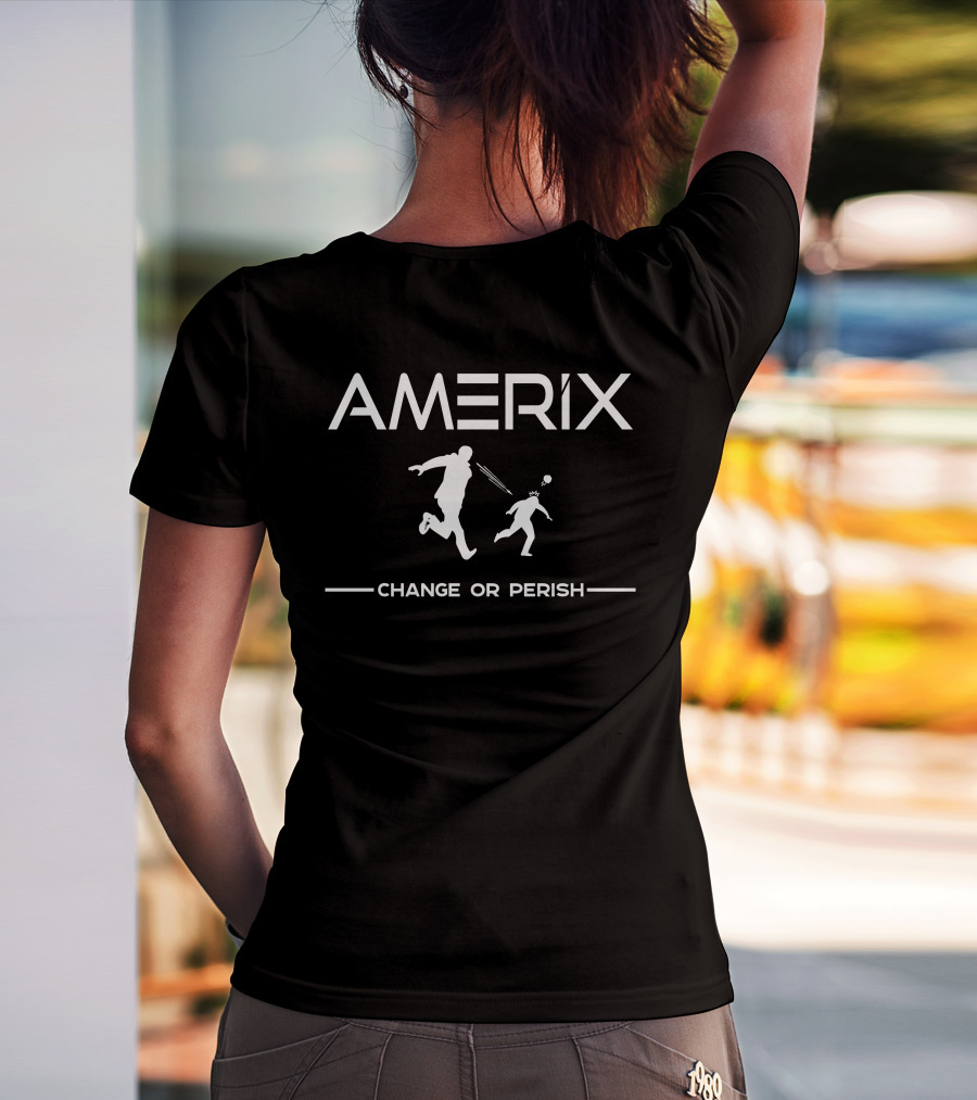 Amerix Change Or Perish Tagline With Silhouette Action Scene T-Shirt