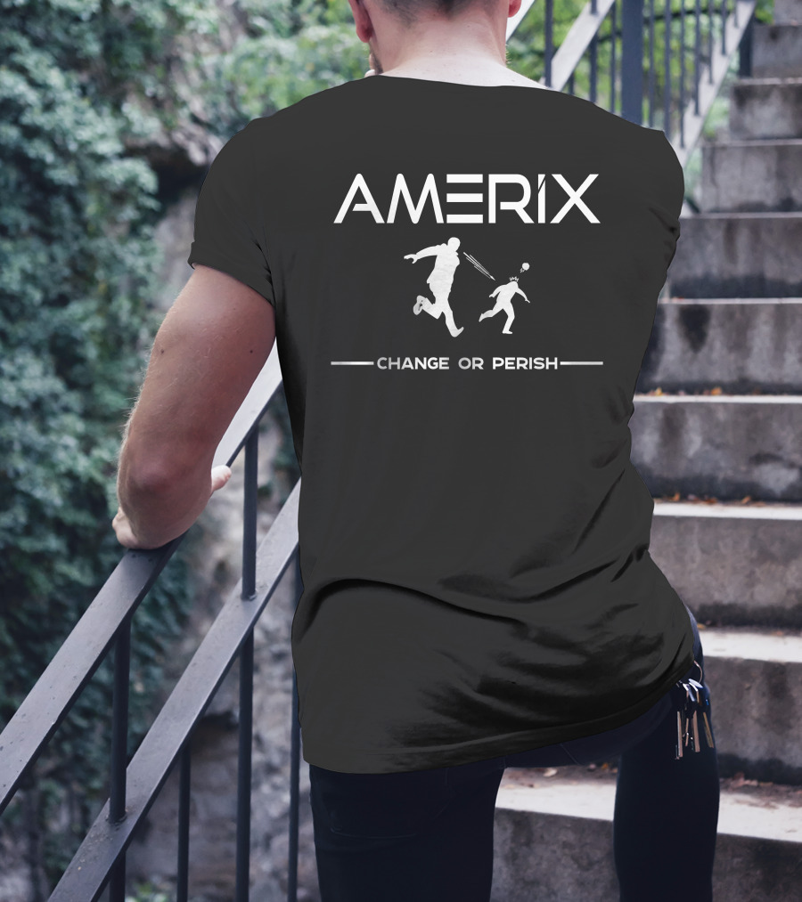 Amerix Change Or Perish Tagline With Silhouette Action Scene T-Shirt