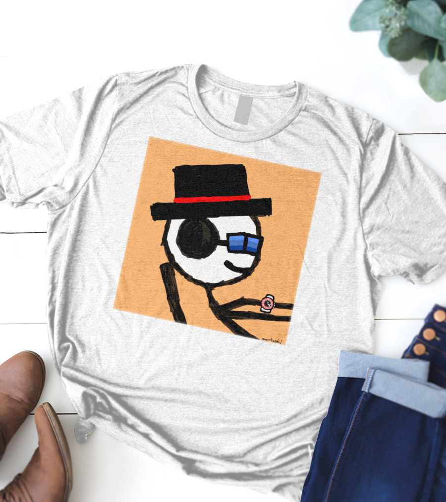 Sartoshi Mfers Stick Figure With Hat Blue Glasses Red Watch T-Shirt