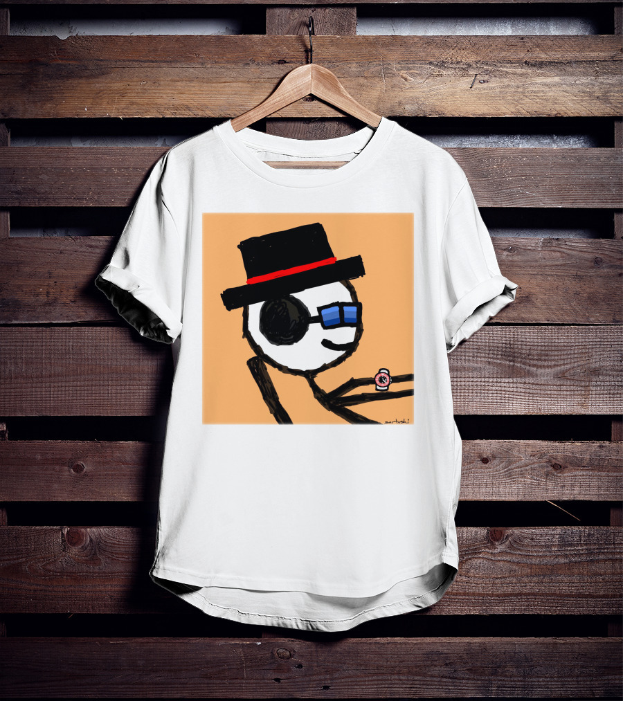 Sartoshi Mfers Stick Figure With Hat Blue Glasses Red Watch T-Shirt