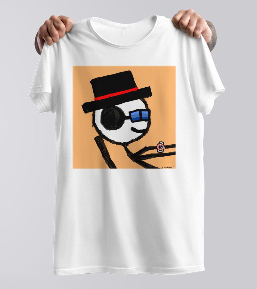 Sartoshi Mfers Stick Figure With Hat Blue Glasses Red Watch T-Shirt