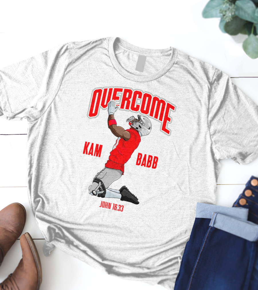 Overcome Kam Babb John 16:33 Football Kneeling Prayer Merch T-Shirt