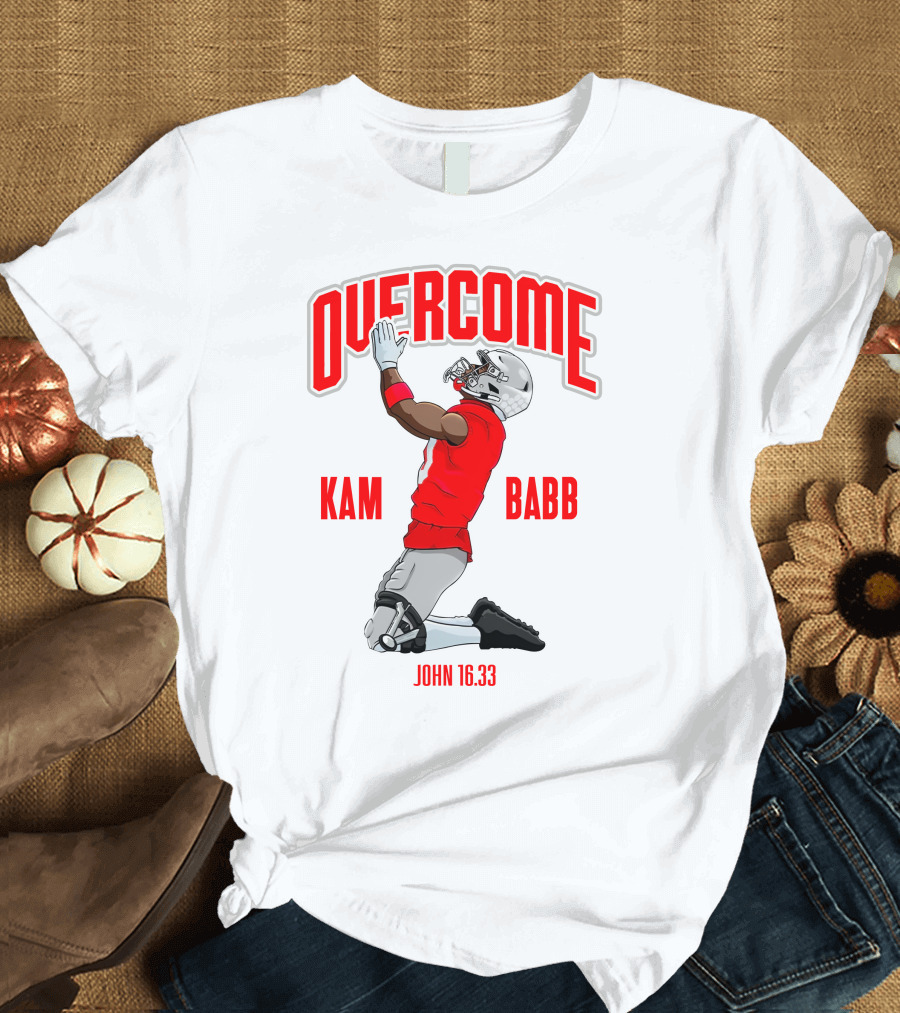 Overcome Kam Babb John 16:33 Football Kneeling Prayer Merch T-Shirt