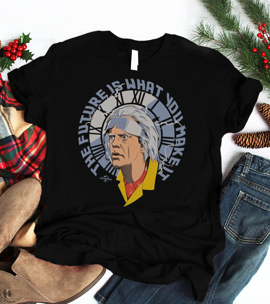 Universal Back To The Future The Future Is What You Make It Doc Brown Clock Face T-Shirt