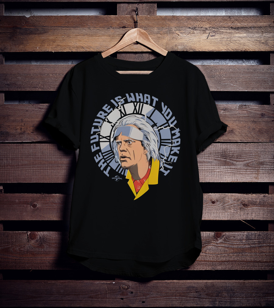Universal Back To The Future The Future Is What You Make It Doc Brown Clock Face T-Shirt