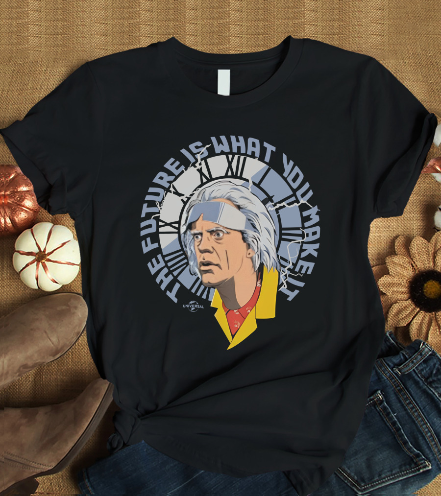Universal Back To The Future The Future Is What You Make It Doc Brown Clock Face T-Shirt