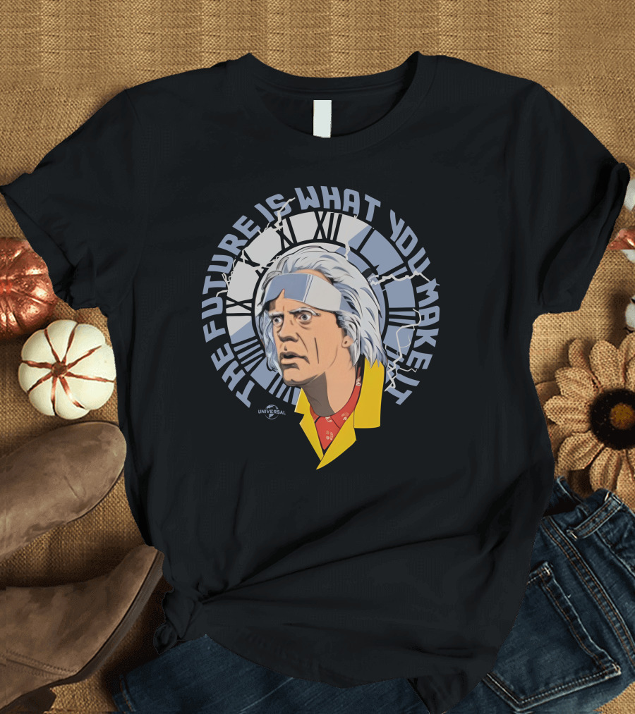 Universal Back To The Future The Future Is What You Make It Doc Brown Clock Face T-Shirt