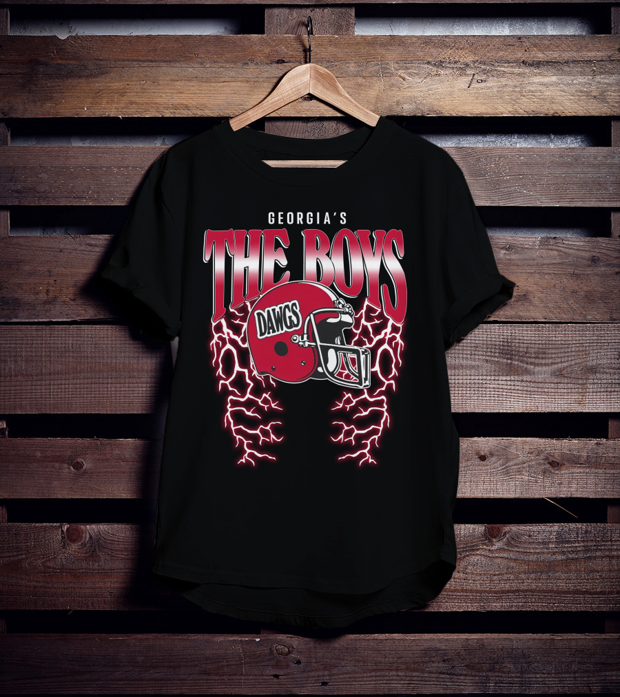 Georgia's The Boys Dawgs Helmet Lightning T-Shirt