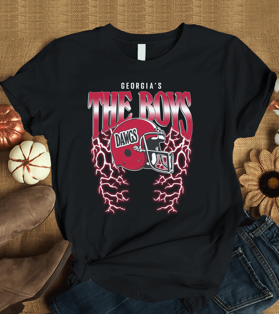Georgia's The Boys Dawgs Helmet Lightning T-Shirt