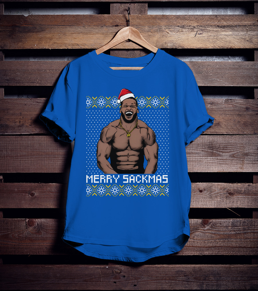 Aaron Donald Merry Sackmas Santa Hat Muscles Uglysweater T-Shirt