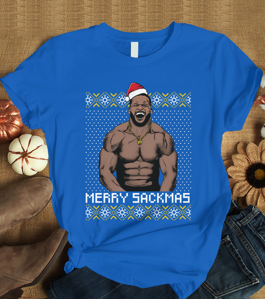Aaron Donald Merry Sackmas Santa Hat Muscles Uglysweater T-Shirt