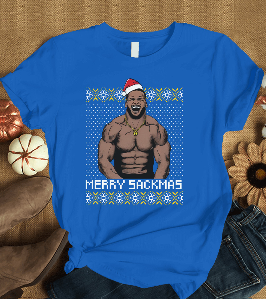 Aaron Donald Merry Sackmas Santa Hat Muscles Uglysweater T-Shirt