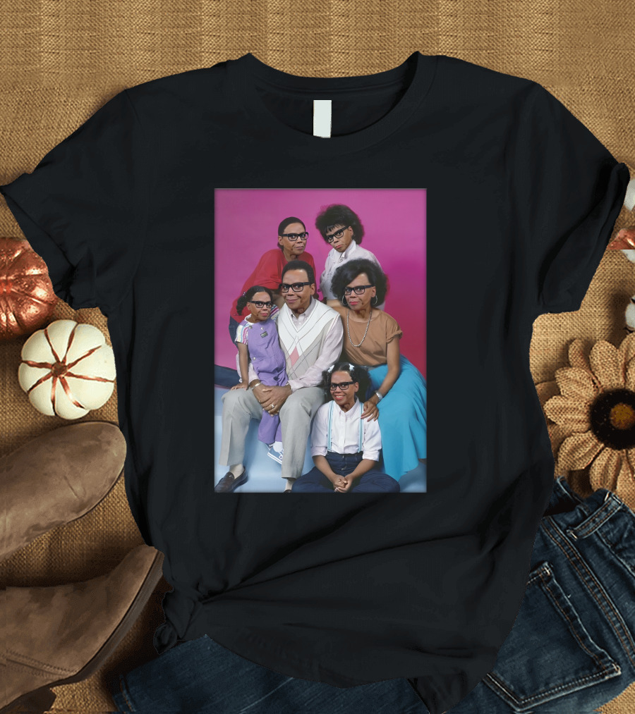 Mcdonkey Designs Keeping Up With The Ru's Family Portrait With Glasses On Pink Background T-Shirt