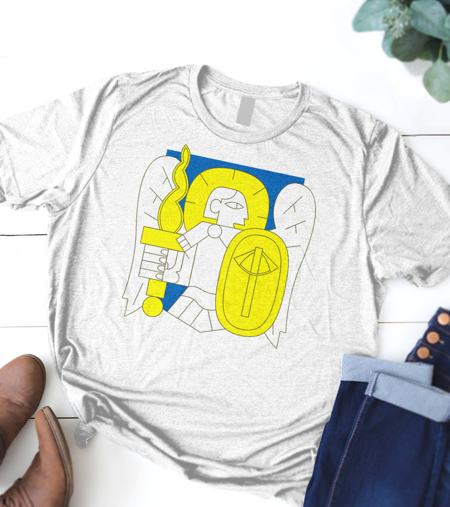 Saintjavelin Merch Kyiv Archangel Torch Shield Emblem T-Shirt