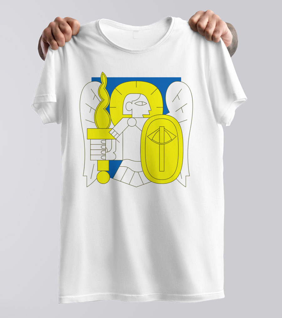 Saintjavelin Merch Kyiv Archangel Torch Shield Emblem T-Shirt