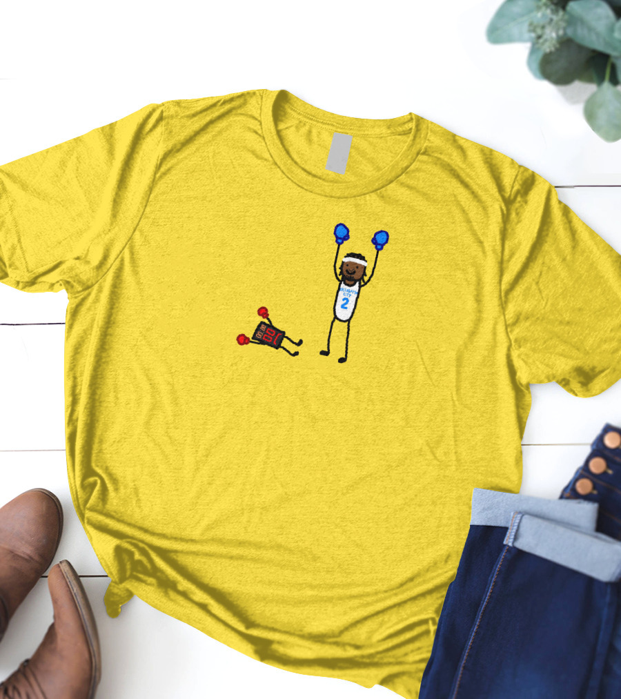 Nba Paint Sga Beat The Buzzer Stick Figures Boxing Yellow T-Shirt