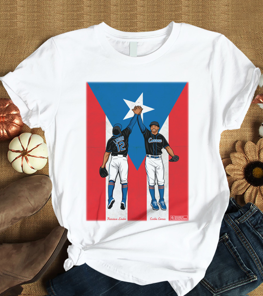 Francisco Lindor Carlos Correa Puerto Rican Baseball Unity T-Shirt