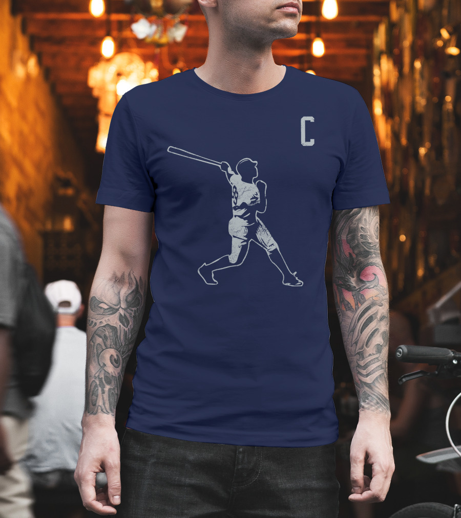 Jomboymedia Shop The C Baseball Silhouette Batter 8 Navy T-Shirt