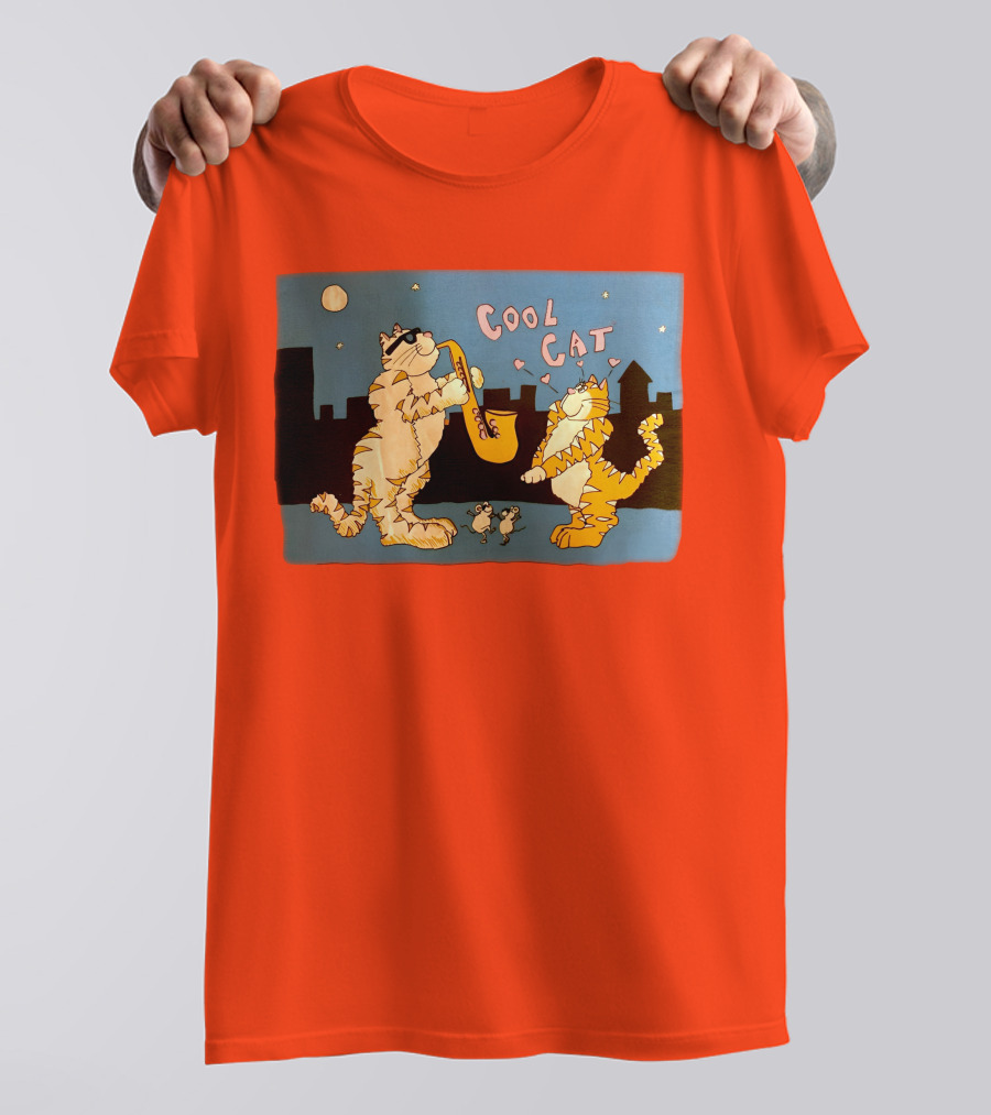 Harry Wearing Cool Cat Playing Saxophone In City Night Sky T-Shirt