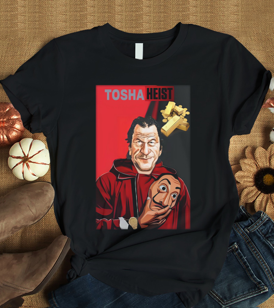 Tosha Heist Garb House Masked Figure With Gold Bars T-Shirt