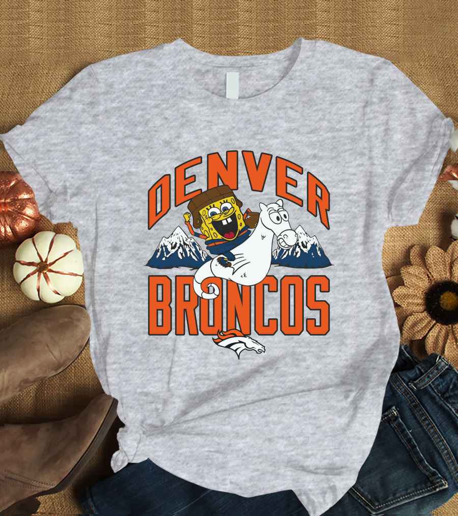 Denver Broncos Homage X Spongebob Men's Fanatics Gray Pro Shop T-Shirt