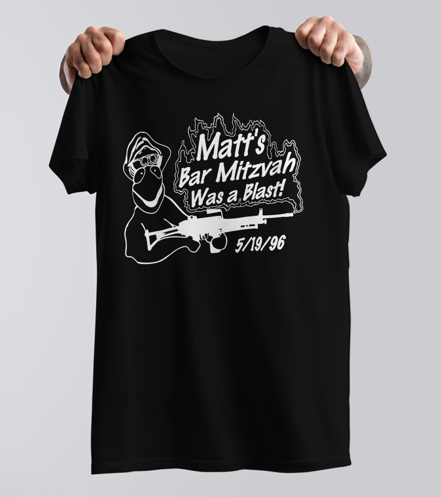 Matt's Bar Mitzvah Was A Blast 5/19/96 With Cartoon Figure And Weapon T-Shirt