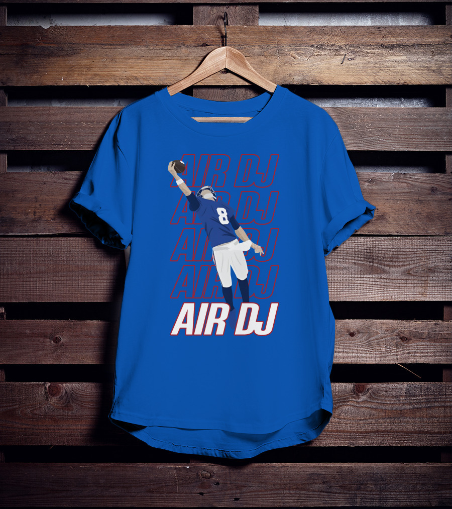 Justin Penik Jomboymedia Air DJ Football Player Number Eight Blue T-Shirt