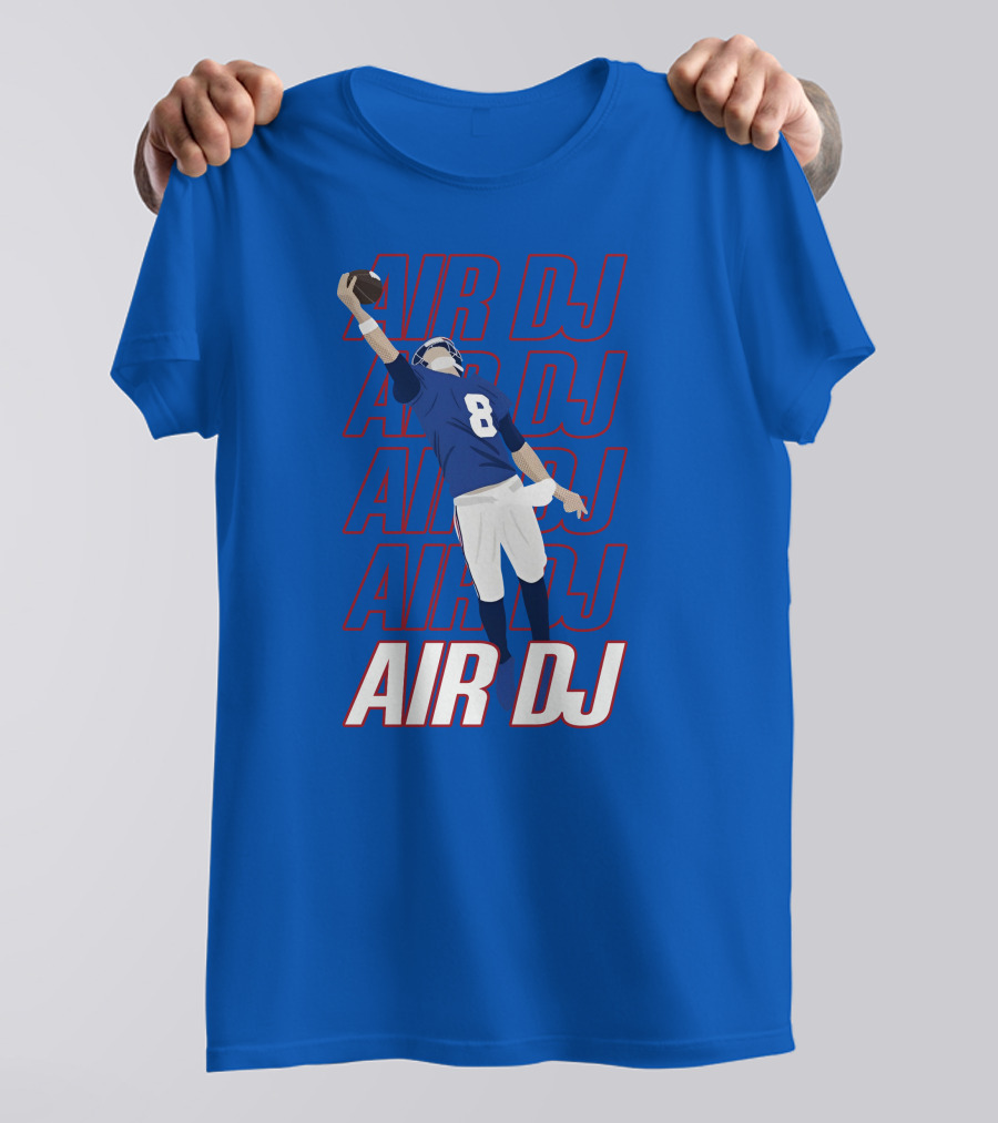Justin Penik Jomboymedia Air DJ Football Player Number Eight Blue T-Shirt