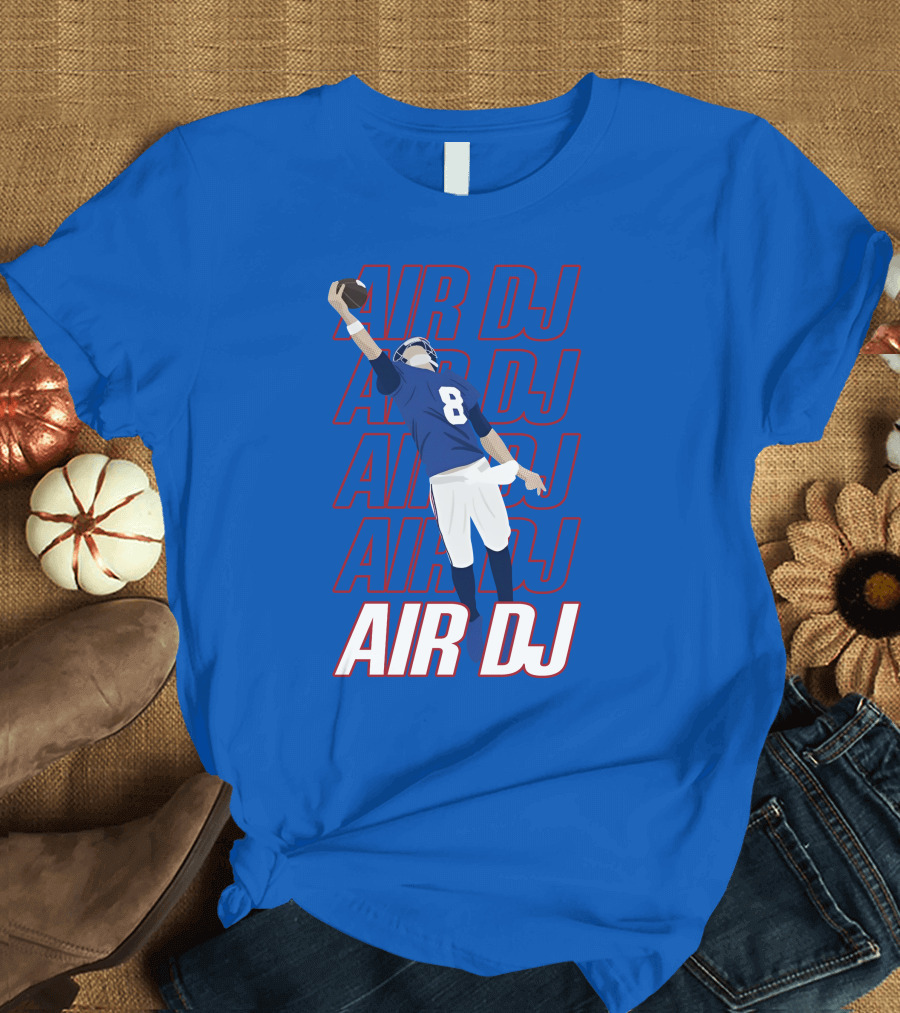 Justin Penik Jomboymedia Air DJ Football Player Number Eight Blue T-Shirt
