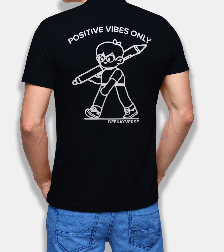 Positive Vibes Only Deekayverse Character With Pencil T-Shirt