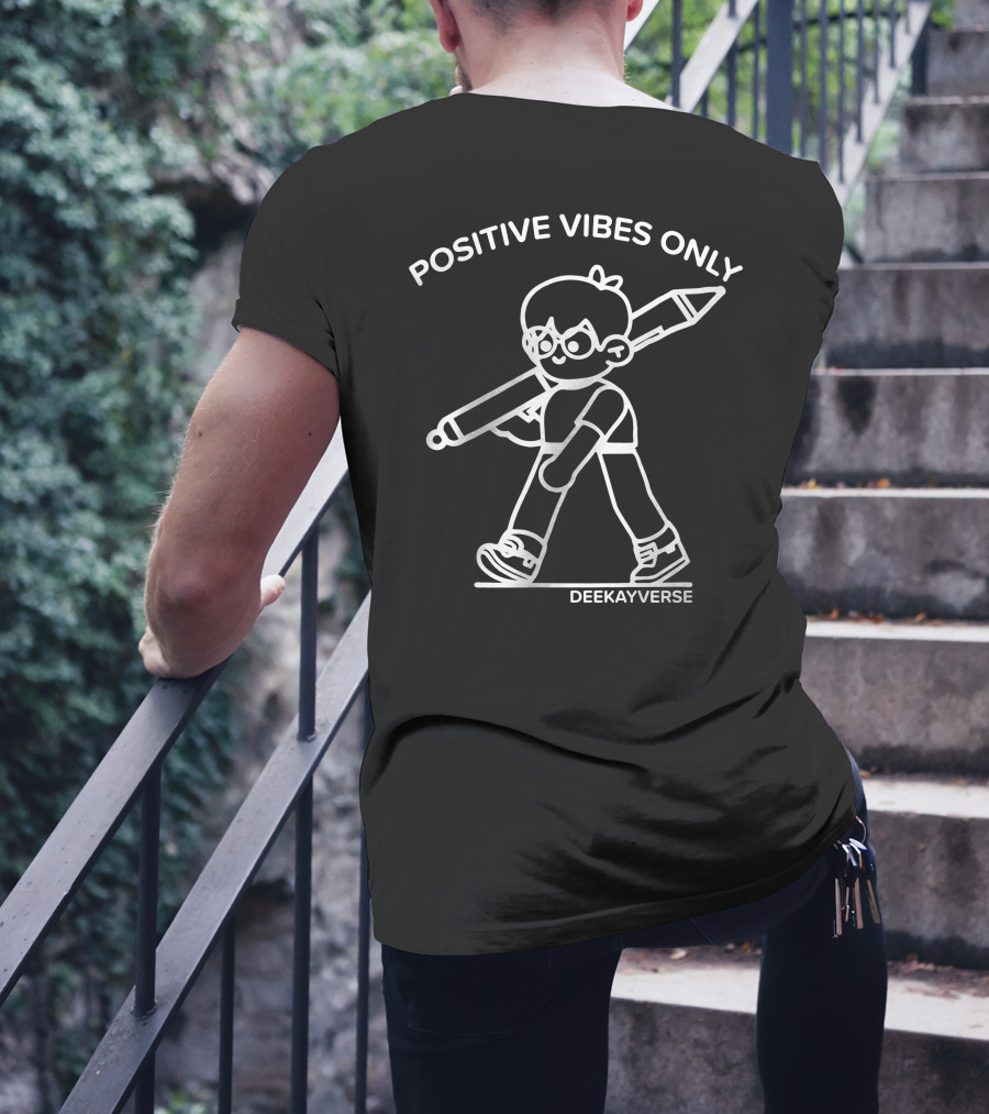 Positive Vibes Only Deekayverse Character With Pencil T-Shirt
