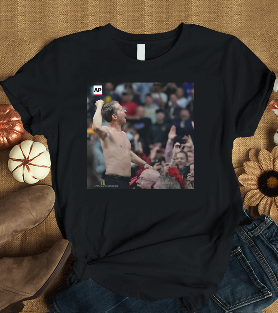 Eric Musselman Celebrates Shirtless Amid Cheering Crowd T-Shirt
