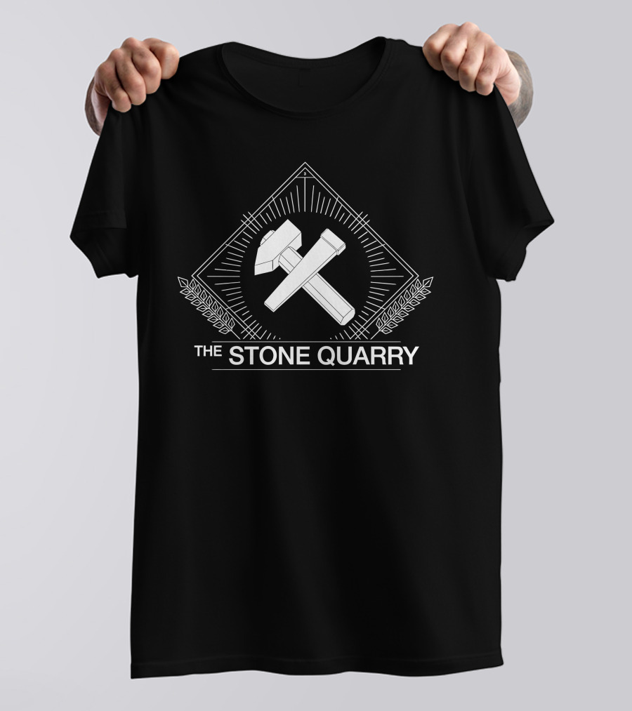 THE STONE QUARRY Hammer And Chisel Emblem In Geometric Frame T-Shirt