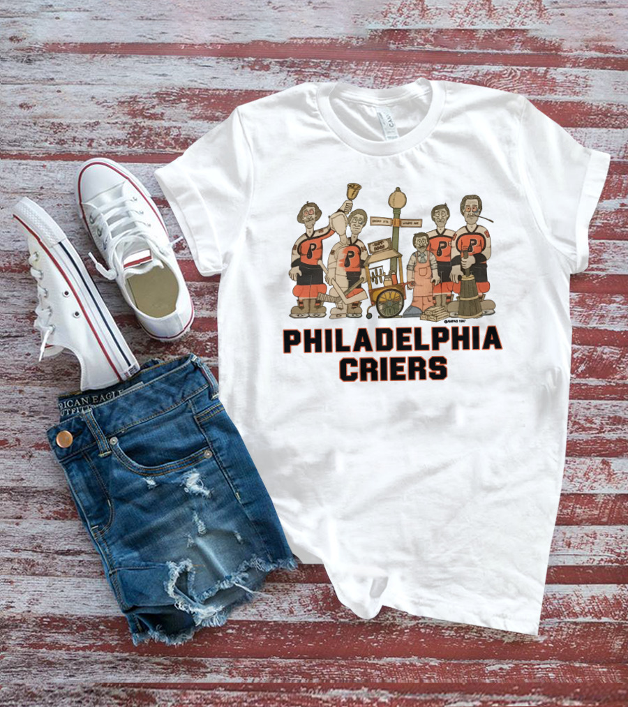 Philadelphia Criers Hockey Team Cartoon Characters With Instruments T-Shirt