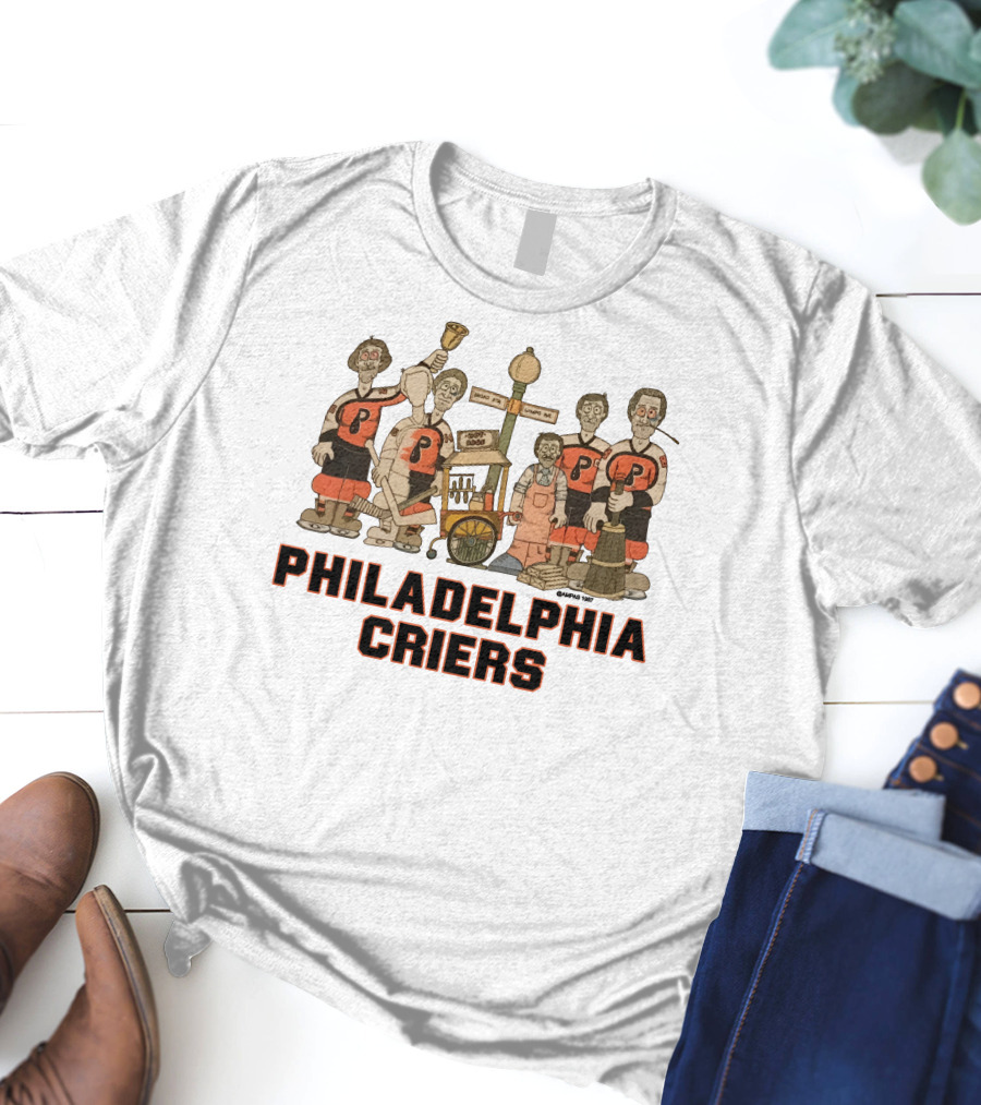 Philadelphia Criers Hockey Team Cartoon Characters With Instruments T-Shirt