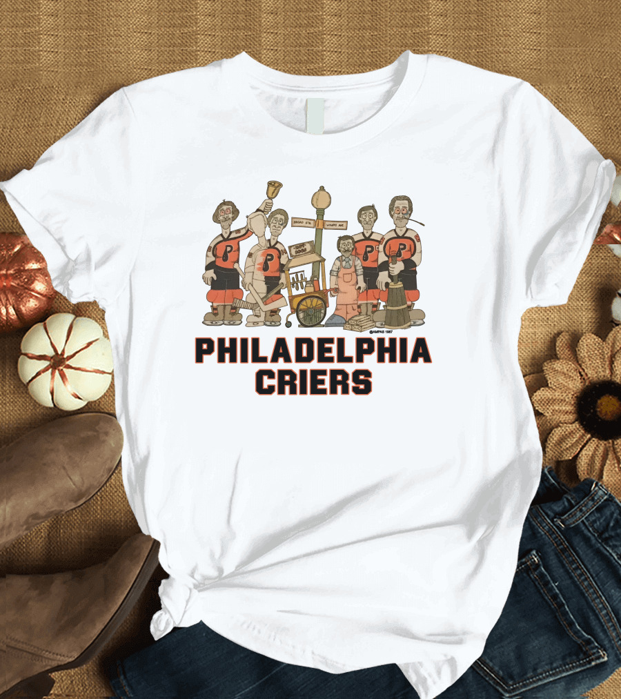 Philadelphia Criers Hockey Team Cartoon Characters With Instruments T-Shirt