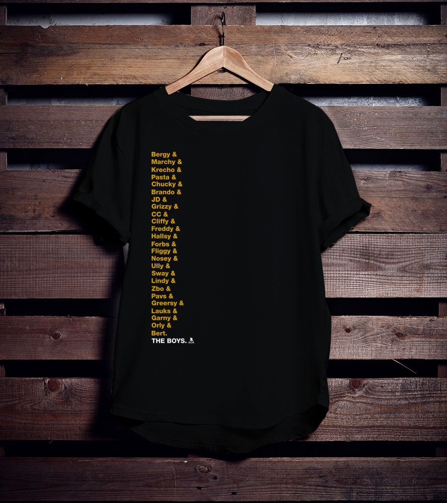 Boston Bruins Bergy Marchy Krecho Pasta The Boys Iconic Team Lineup List T-Shirt