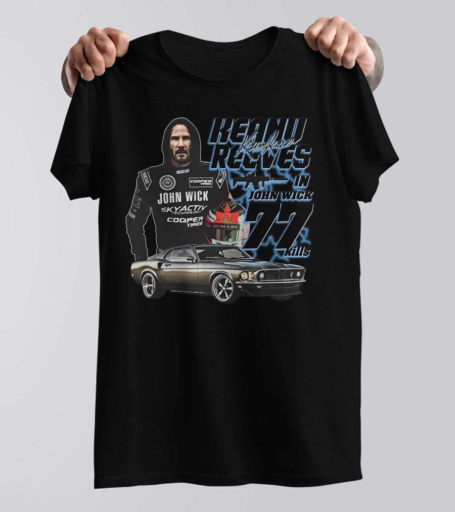 Keanu Reeves John Wick Racing Car 77 Kills T-Shirt