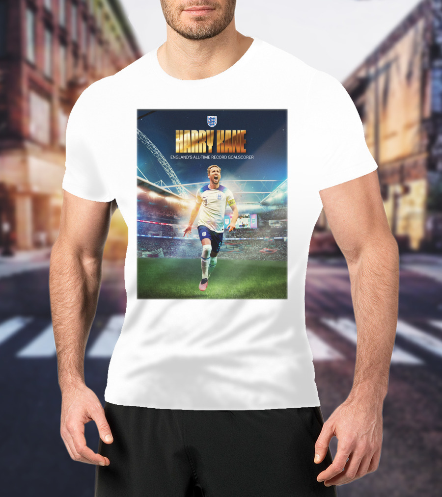 Harry Kane England's All-Time Record Goalscorer Wembley Stadium Celebration Footballer T-Shirt