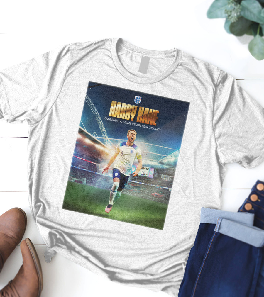 Harry Kane England's All-Time Record Goalscorer Wembley Stadium Celebration Footballer T-Shirt