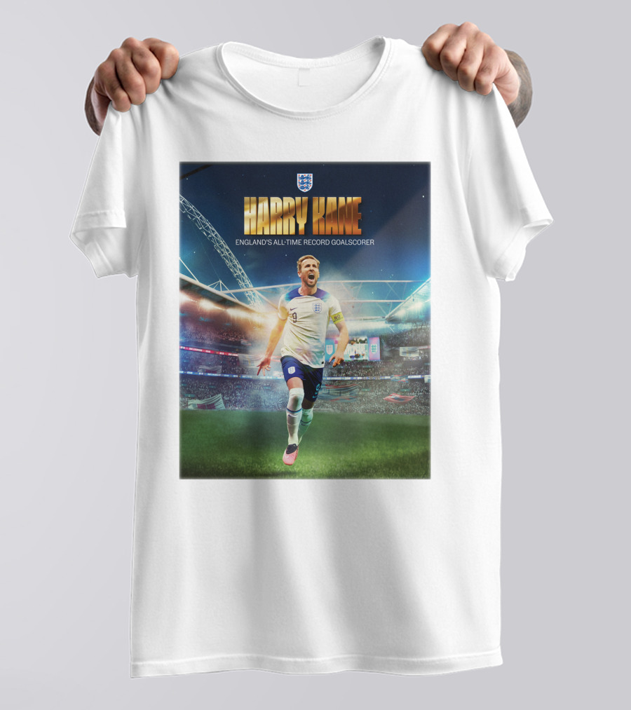 Harry Kane England's All-Time Record Goalscorer Wembley Stadium Celebration Footballer T-Shirt
