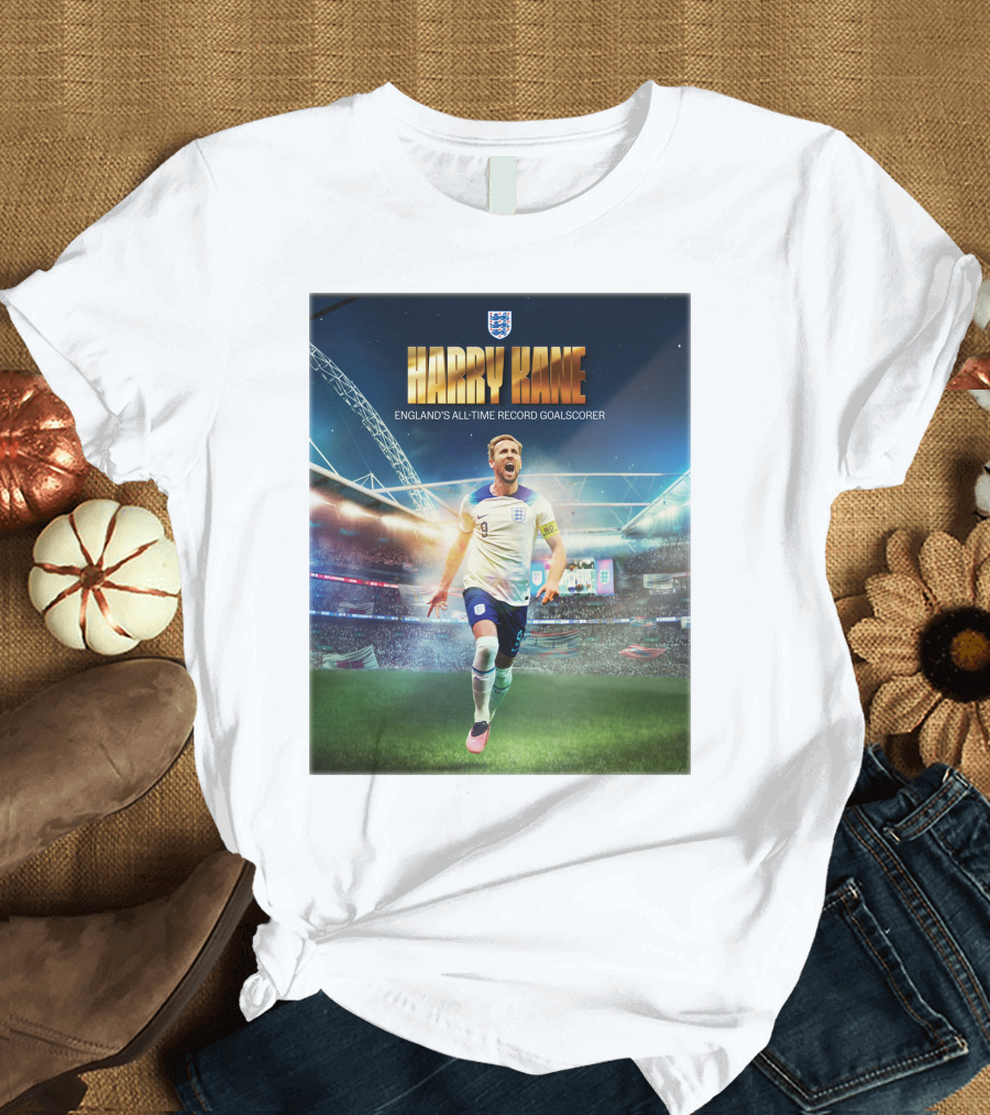 Harry Kane England's All-Time Record Goalscorer Wembley Stadium Celebration Footballer T-Shirt