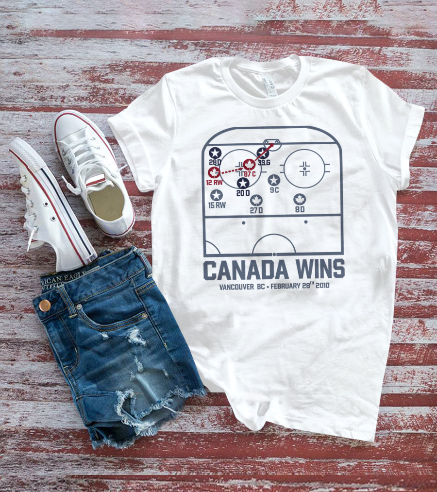 Canada Wins Vancouver BC February 28Th 2010 Hockey Rink Strategy Map T-Shirt