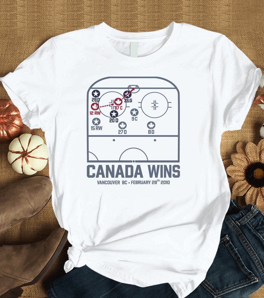 Canada Wins Vancouver BC February 28Th 2010 Hockey Rink Strategy Map T-Shirt