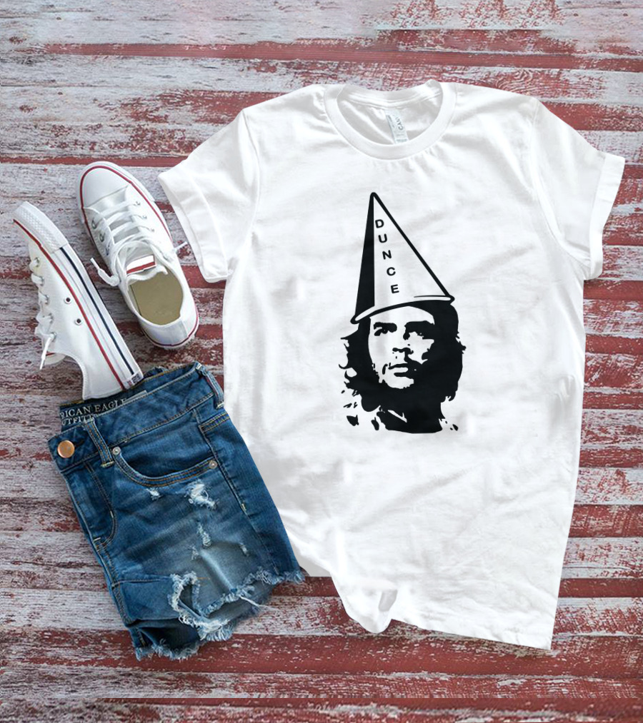 Dunce Guevara Satirical Design With Iconic Figure Wearing Dunce Cap T-Shirt