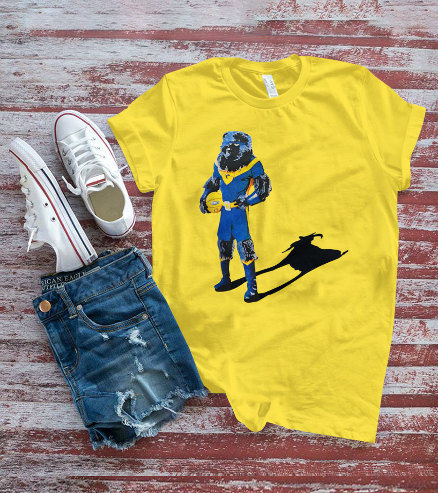 Memphis Grizzlies Bear With Superhero Goat Shadow Holding Basketball T-Shirt