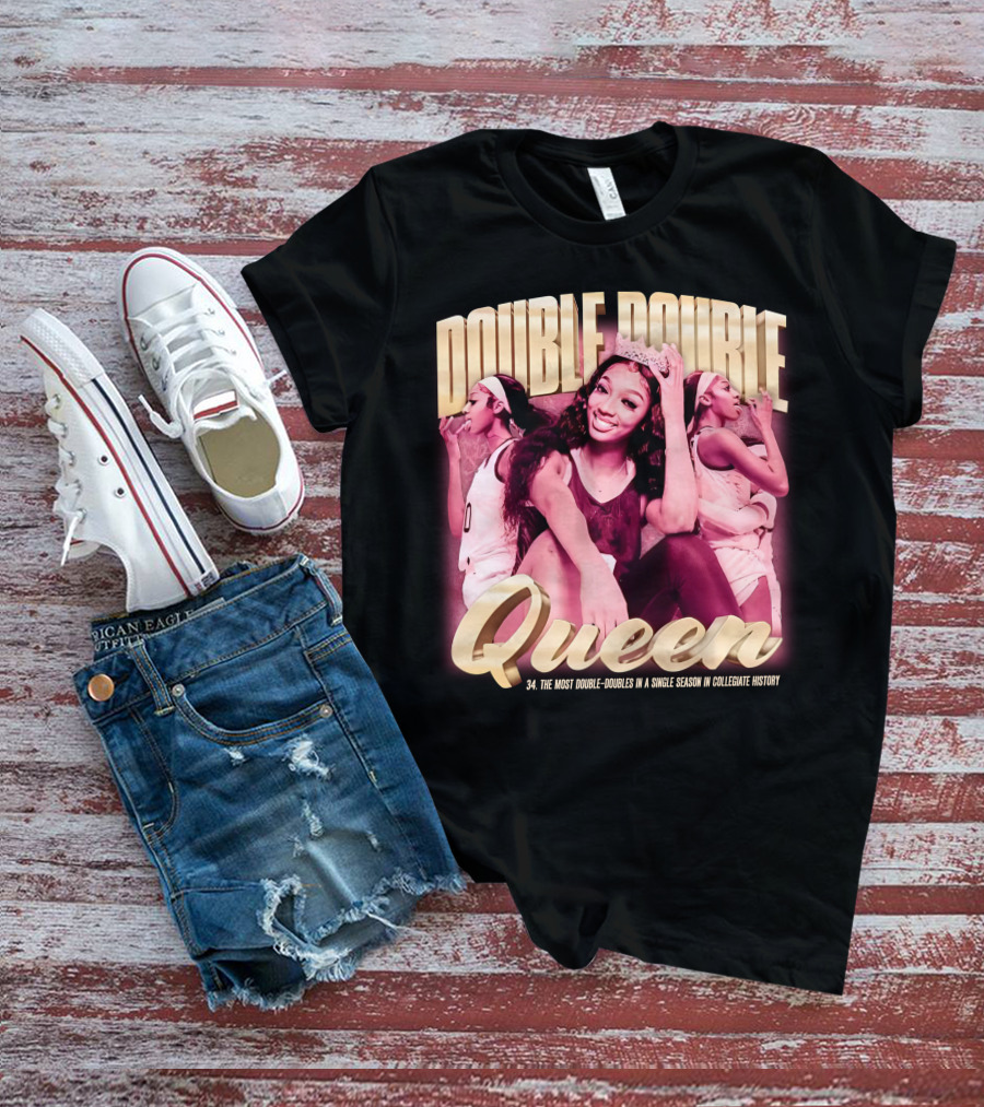 Angel Reese Double-Double Queen 34 Most Double-Doubles In A Single Season In Collegiate History T-Shirt