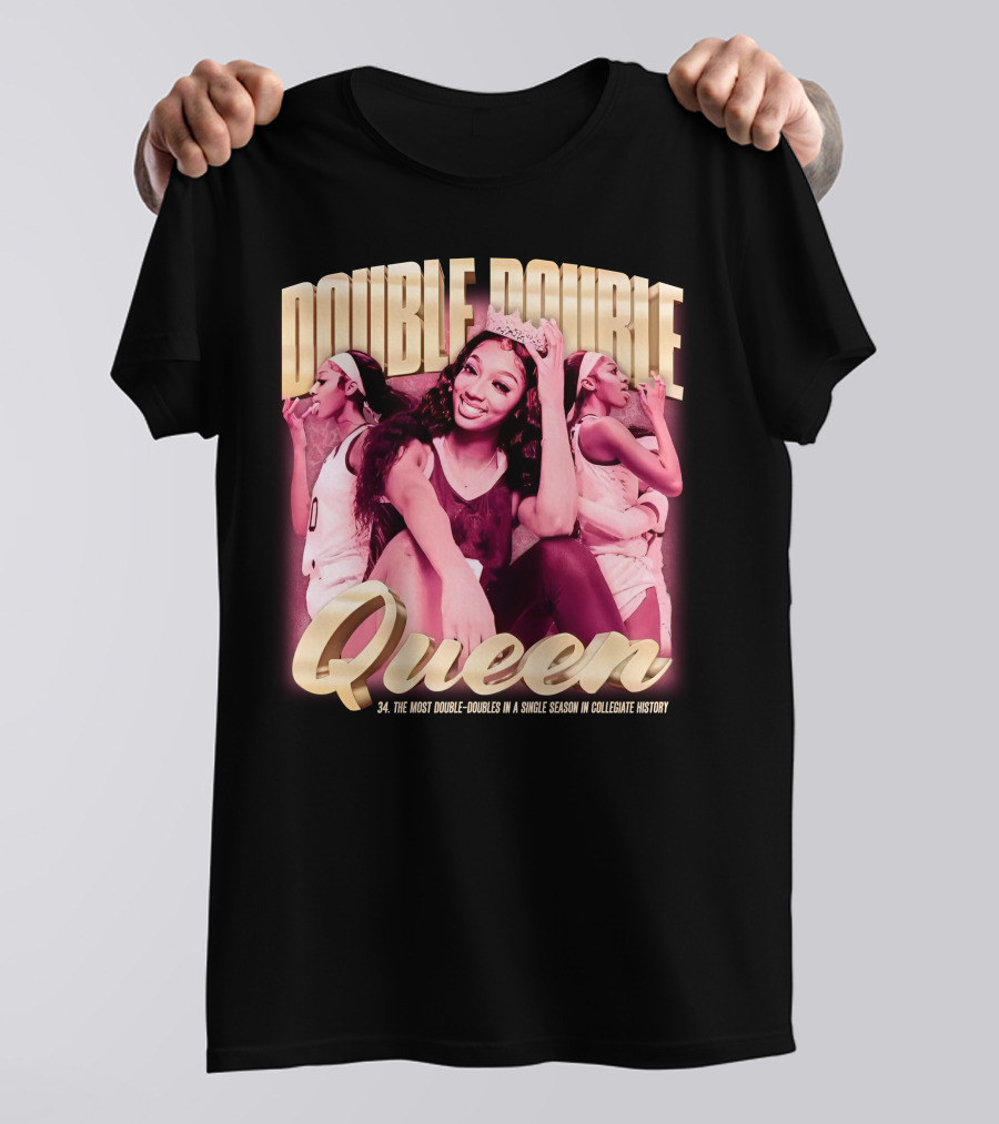 Angel Reese Double-Double Queen 34 Most Double-Doubles In A Single Season In Collegiate History T-Shirt