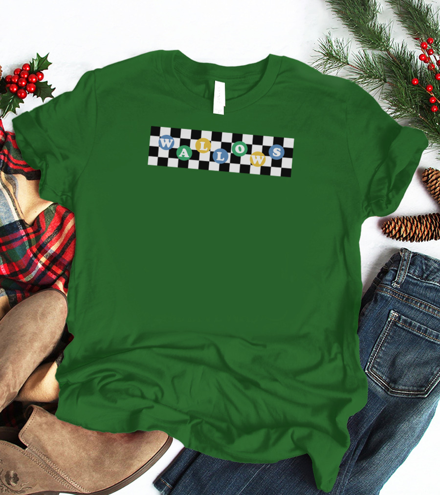Wallows Checkered Pattern Green Background T-Shirt